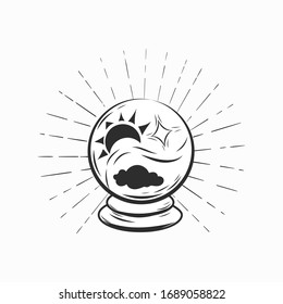 Magic crystal ball for fortune telling. Magic ball for prediction on white background.