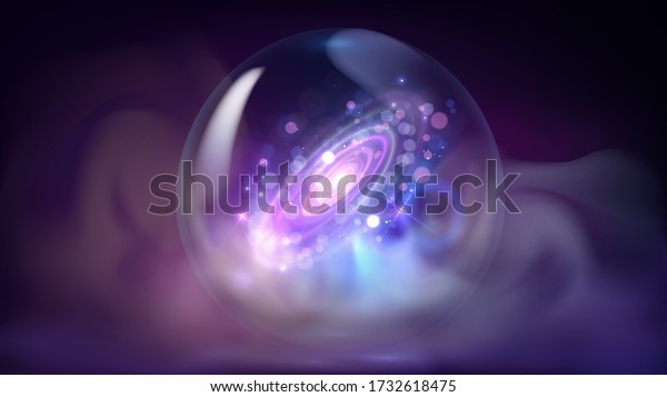 Magic crystal ball with a galaxy inside,\
prediction of the future and\
prophecy