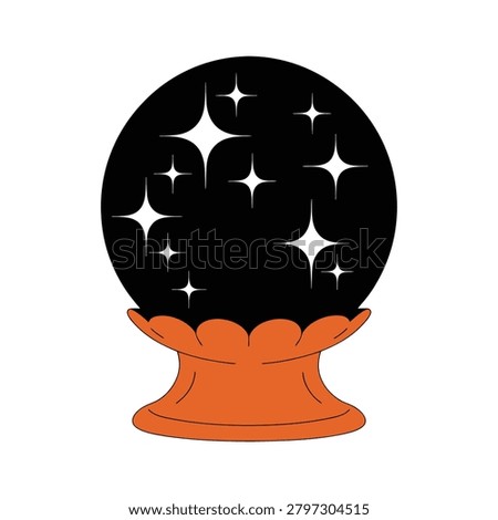 Magic crystal ball with glowing stars on a stand