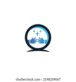 magic crystal ball hand care vector template logo isolated sign symbol vector illustration - high quality black style vector icons