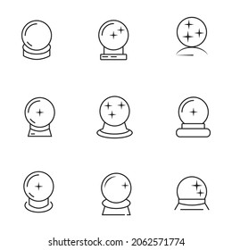 conjunto de iconos mágicos de bola de cristal. símbolo del paquete de bolas de cristal mágico elementos vectoriales para web infográfica