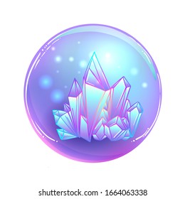 Magic Crystal Ball  isolated on white. Creepy cute vector illustration. Gothic design, mystic magician symbol, pastel colors. Future telling, Halloween concept.