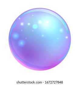 Magic Crystal Ball  Isolated On White. Creepy Cute Vector Illustration. Gothic Design, Mystic Magician Symbol, Pastel Colors. Future Telling, Halloween Concept.