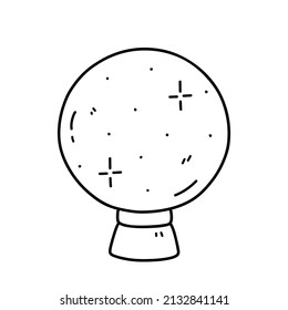Magic crystal ball isolated on white background. Vector hand-drawn illustration in doodle style. Perfect for cards, decorations, logo.