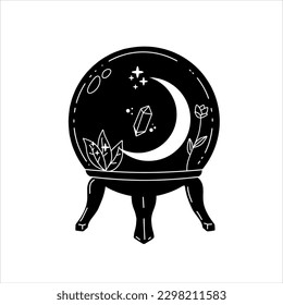 Magic crystal ball. Mystical and magical ritual. Spiritual mystery future teller. Astrology and fortune.