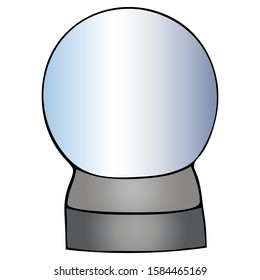 Magic Crystal. Crystal ball on an isolated background. The mysterious symbol of the occult. Fortune telling. Cartoon style. Illustration for web design, books.