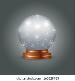 Magic crystal ball with snowflakes 