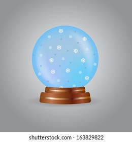 Magic crystal ball with snowflakes 