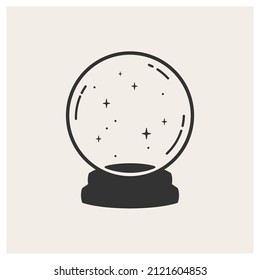 Balón mágica de cristal con estrellas adentro. Símbolo de magia y brujas. Ilustración vectorial. Es bueno para el diseño de tiendas de magia y espiritualidad y mercadería, camisetas, afiches y tarjetas. 