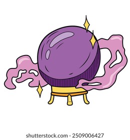 Magic crystal ball vector hand drawn illustration. poster print design vector line art illustration