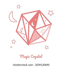 Magic crystal for fortune telling, divination session, symbol of esotericism. Vector illustration for print, textiles, books, postcards.