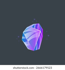 Gema de cristal mágico en diseño de Vector de color azul púrpura