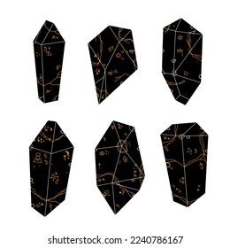 Magic crystal gems. Hand drawn diamonds. Vector illustration on white background. Mystical boho element.