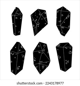 Magic crystal gems. Hand drawn diamonds. Vector illustration