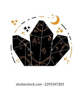 Magic crystal gems. Hand drawn diamonds. Vector illustration