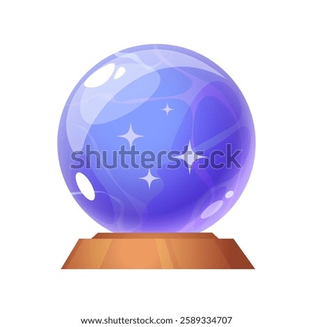 Magic crystal glass ball isolated on white background. Witches attributes, divination symbol.