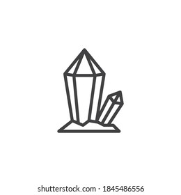 Zauberkristall-Symbol. lineares Stilzeichen für mobiles Konzept und Webdesign. Kristallsteine umreißen Vektorsymbol. Symbol, Logo-Abbildung. Vektorgrafik