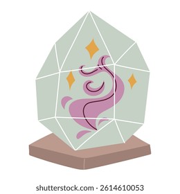 magic crystal with a magical haze inside. Flat color. It is suitable for fantasy projects depicting magic and mysticism. It is ideal for use in books, games, design or mysterious stories. Halloween