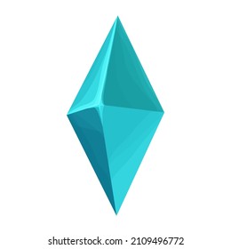 Magic crystal, rhombus gemstone, treasure in cartoon style isolated on white background. Natural rock, mineral. Ui game asset, icon.