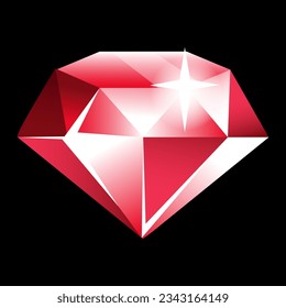 Cristal mágico. Ruby brillante. Jewel faceteado piedra. Gema del tesoro mágico. Piedra de piedra roja con brillo brillante. Un diamante brillante. Costoso mineral brillante. Elemento aislado de activos de videojuego