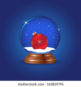 Magic crystal sphere with christmas ball and snowflakes 