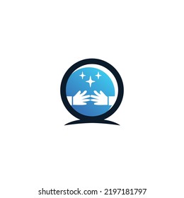 magia cristales de bola mano modelo de vectores logo símbolo aislado ilustración vectorial - iconos vectoriales de estilo negro de alta calidad