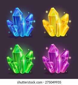 Magic Crystals Blue Yellow Green Purple Stock Vector (Royalty Free ...