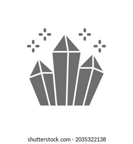 Magic crystals, diamonds grey icon. Isolated on white background