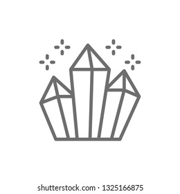 Magic crystals, diamonds line icon.