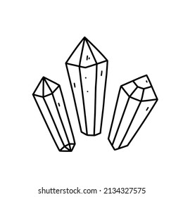 Cristales mágicos aislados en el fondo blanco. Ilustración de vectores dibujada a mano en estilo doodle. Perfecto para tarjetas, decoraciones, logotipo.