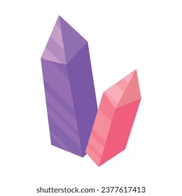 Cristales mágicos sobre fondo blanco