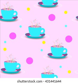 magic cup with magic 
bubbles, seamless background