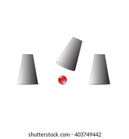 Magic cups game, Vector illustration.