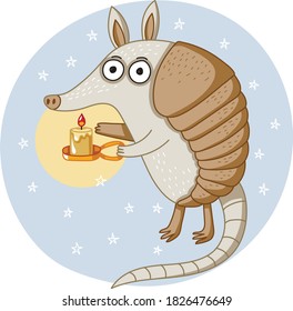 Magic cute armadillo vector illustration