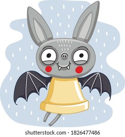 Magic cute bat vector illustration