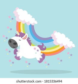 Magic cute unicorn cartoon unicorn illustration vector