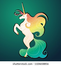 Magic cute unicorn. Fantasy. Vector illustration. Can be used for t-shirt print, fashion print design, kids wear, baby shower, greeting and invitation card. Vector, EPS 10.