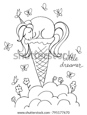 Download Magic Cute Unicorn Glass Ice Cream Stock Vector (Royalty ...