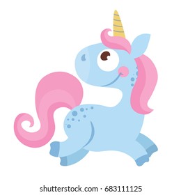 Magic cute unicorn for poster, greeting card, baby clothes, party design,avatar, sticker.