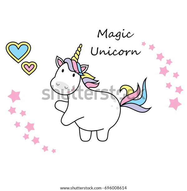 Magic Cute Unicorn Stars Rainbow Poster Stock Vector Royalty Free