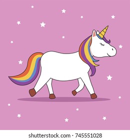 Magic Cute Unicorn Walking