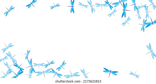 Magic cyan blue dragonfly cartoon vector illustration. Summer ornate insects. Wild dragonfly cartoon baby wallpaper. Sensitive wings damselflies graphic design. Fragile creatures