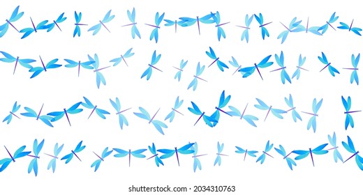 Magic cyan blue dragonfly isolated vector wallpaper. Summer pretty damselflies. Decorative dragonfly isolated fantasy illustration. Sensitive wings insects graphic design. Tropical beings