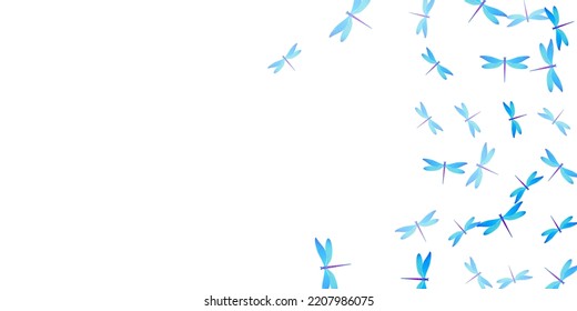 Magic cyan blue dragonfly isolated vector background. Spring colorful insects. Decorative dragonfly isolated children illustration. Gentle wings damselflies patten. Nature creatures