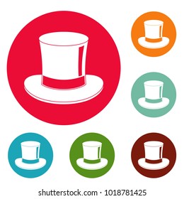 Magic cylinder icons circle set vector isolated on white background