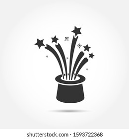 magic cylinder performs a miracle or magic. Magic cylinder icon. Flat style.