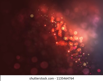 Magic Dark background with bokeh and stars. Vector