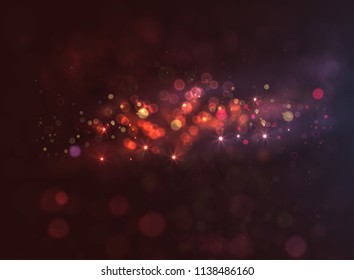 Magic Dark background with bokeh and stars. Vector