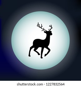 Magic deer on moon night sky background vector illustration 