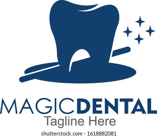 magic dental logo design concept vector illustration